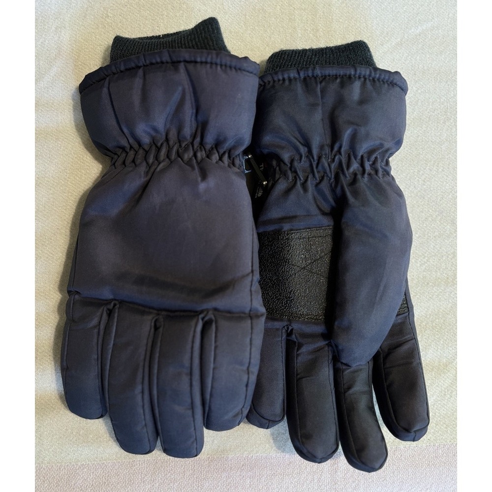 Thinsulate Mens Gloves Navy Sz Large Clip Logo Elastic Wrist Lined Warm Winter